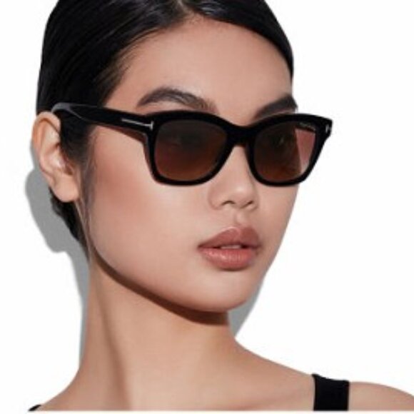 Tom Ford Lauren-02 FT0614 01H Square Sunglasses - Black/Burgundy Polarized - Picture 2 of 9